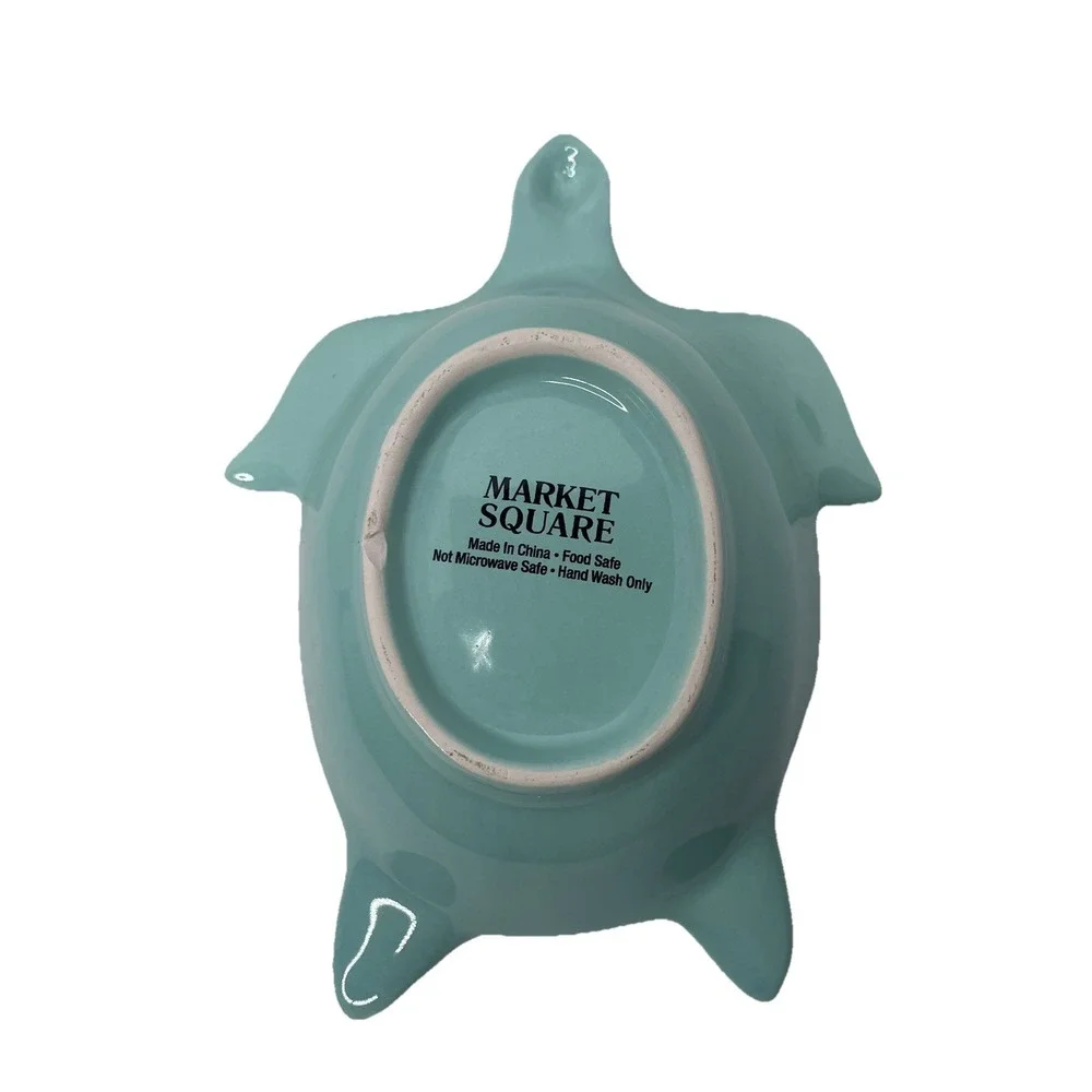 Turquiose Ceramic‎ Turtle Soap Dish 7 x 6 x 2 inch Beach Decor, New W Sm Defect